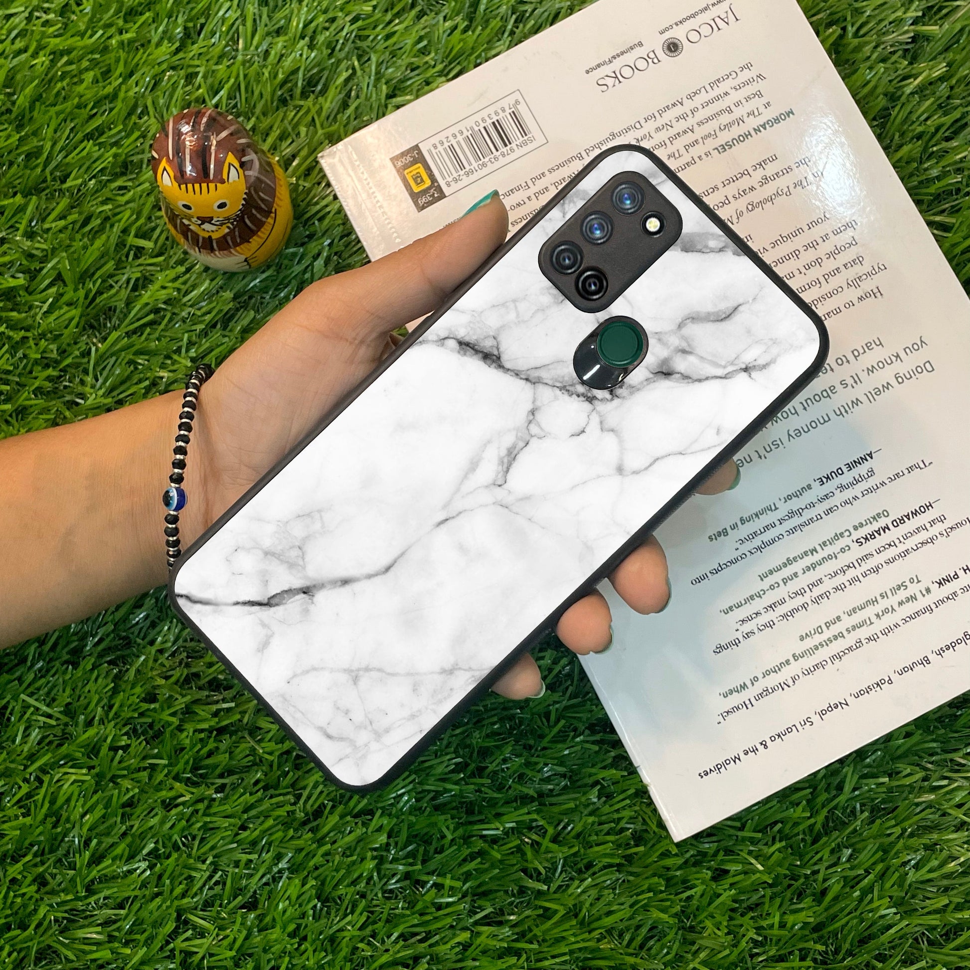 White Marble Patter Glass Case Cover For Realme/Narzo ShopOnCliQ