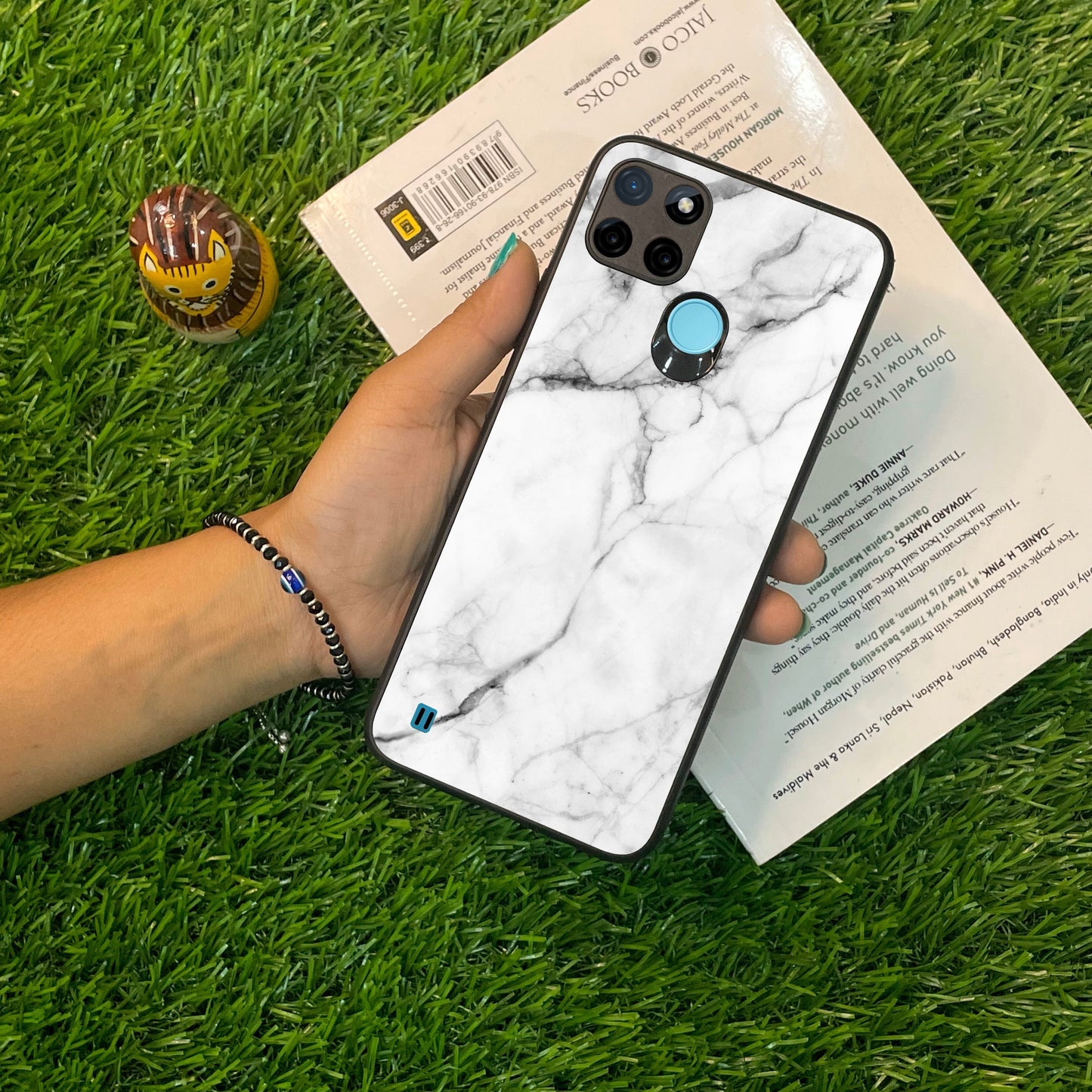 White Marble Patter Glass Case Cover For Realme/Narzo ShopOnCliQ