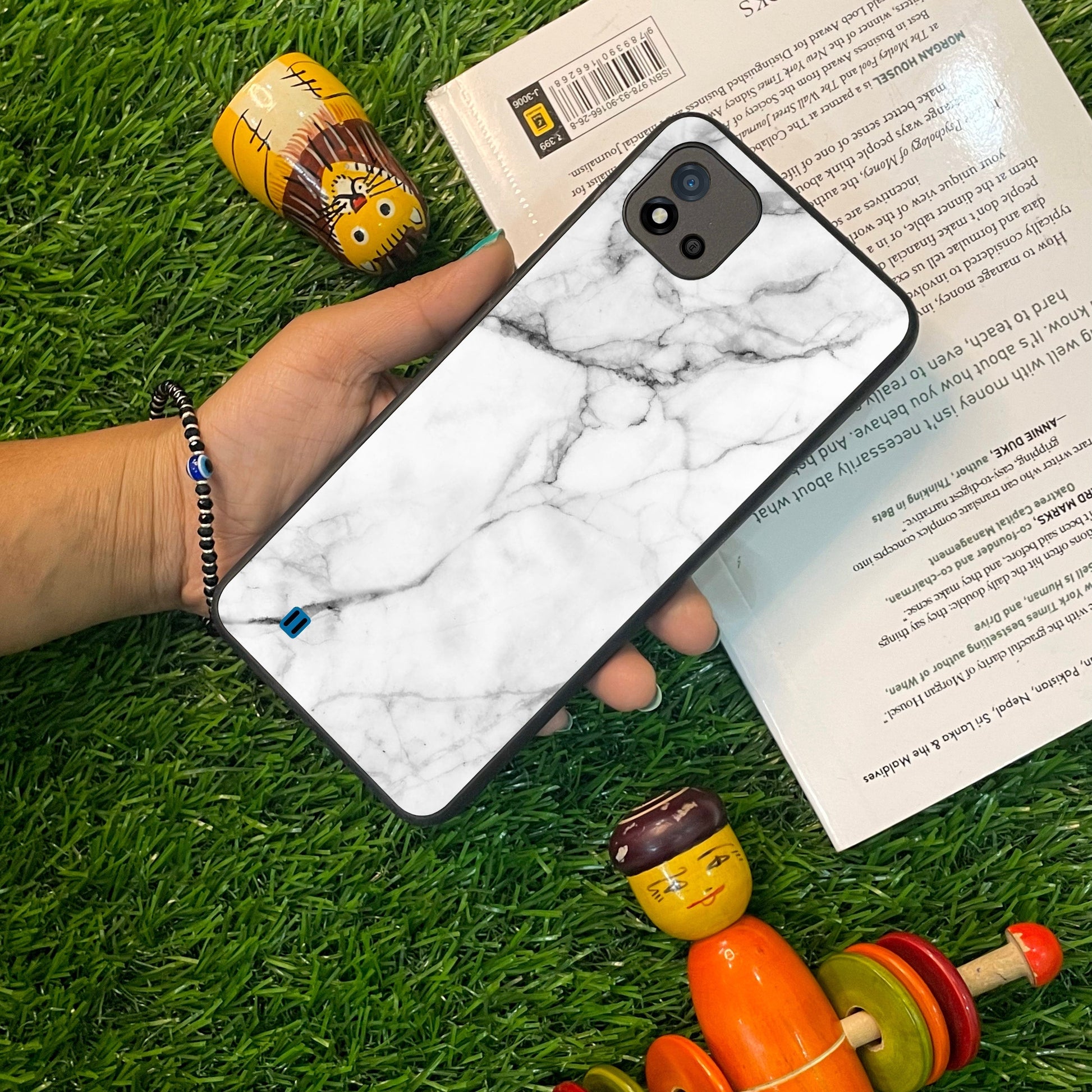 White Marble Patter Glass Case Cover For Realme/Narzo ShopOnCliQ