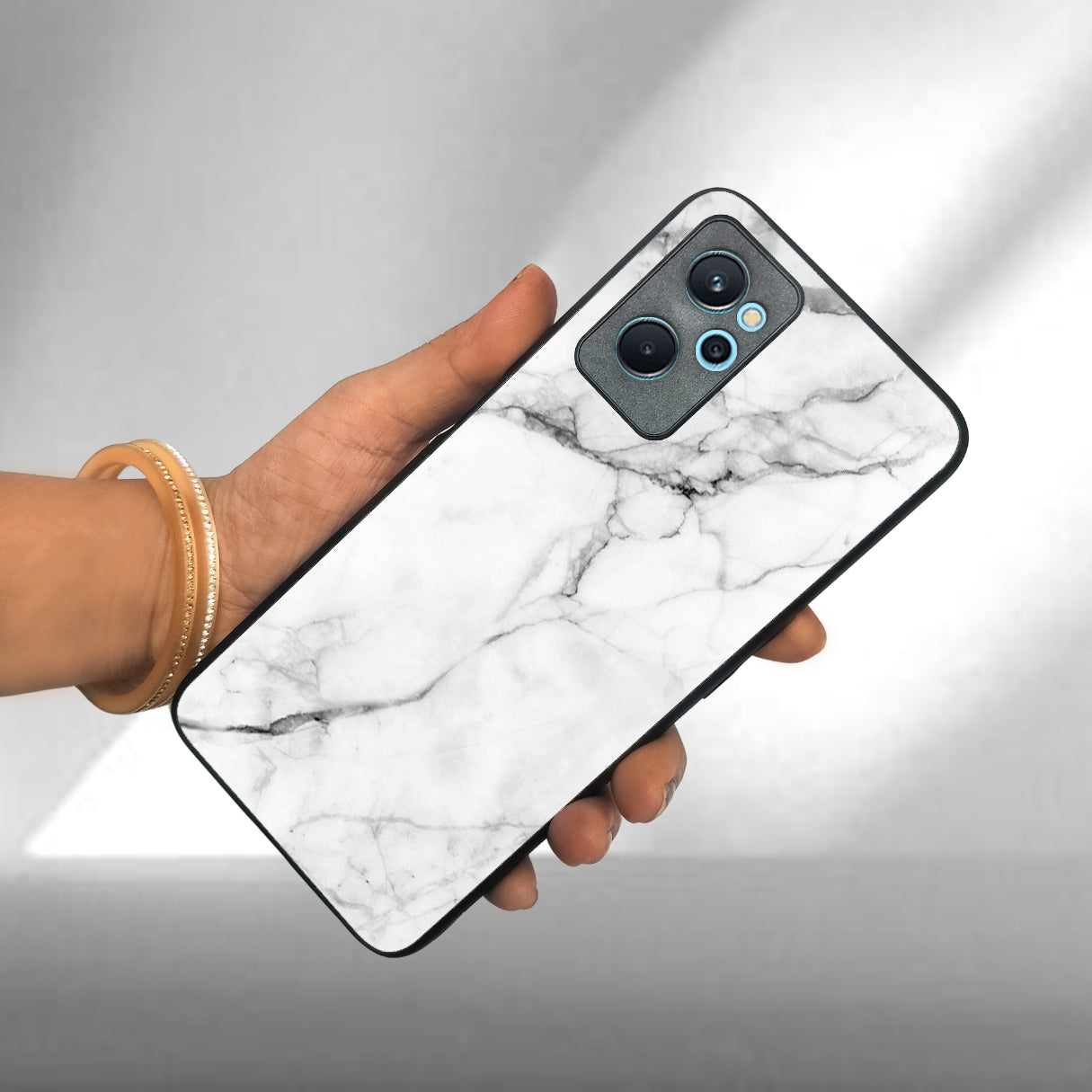 White Marble Patter Glass Case Cover For Realme/Narzo ShopOnCliQ