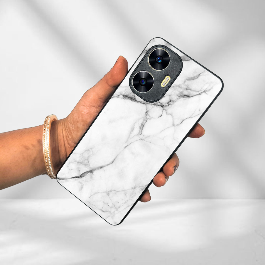 White Marble Patter Glass Case Cover For Realme/Narzo ShopOnCliQ