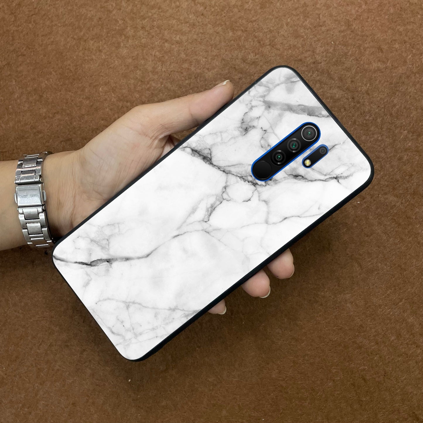 White Marble Patter Glass Case Cover for Poco - ShopOnCliQ