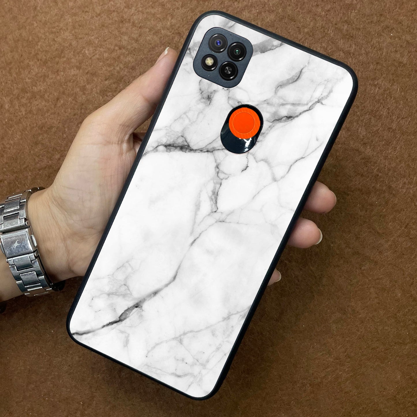 White Marble Patter Glass Case Cover for Poco ShopOnCliQ