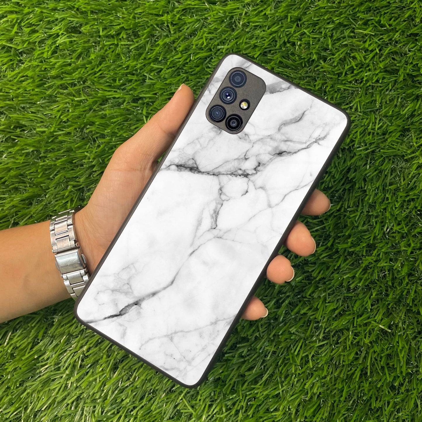 White Marble Patter Glass Case Cover for Samsung ShopOnCliQ