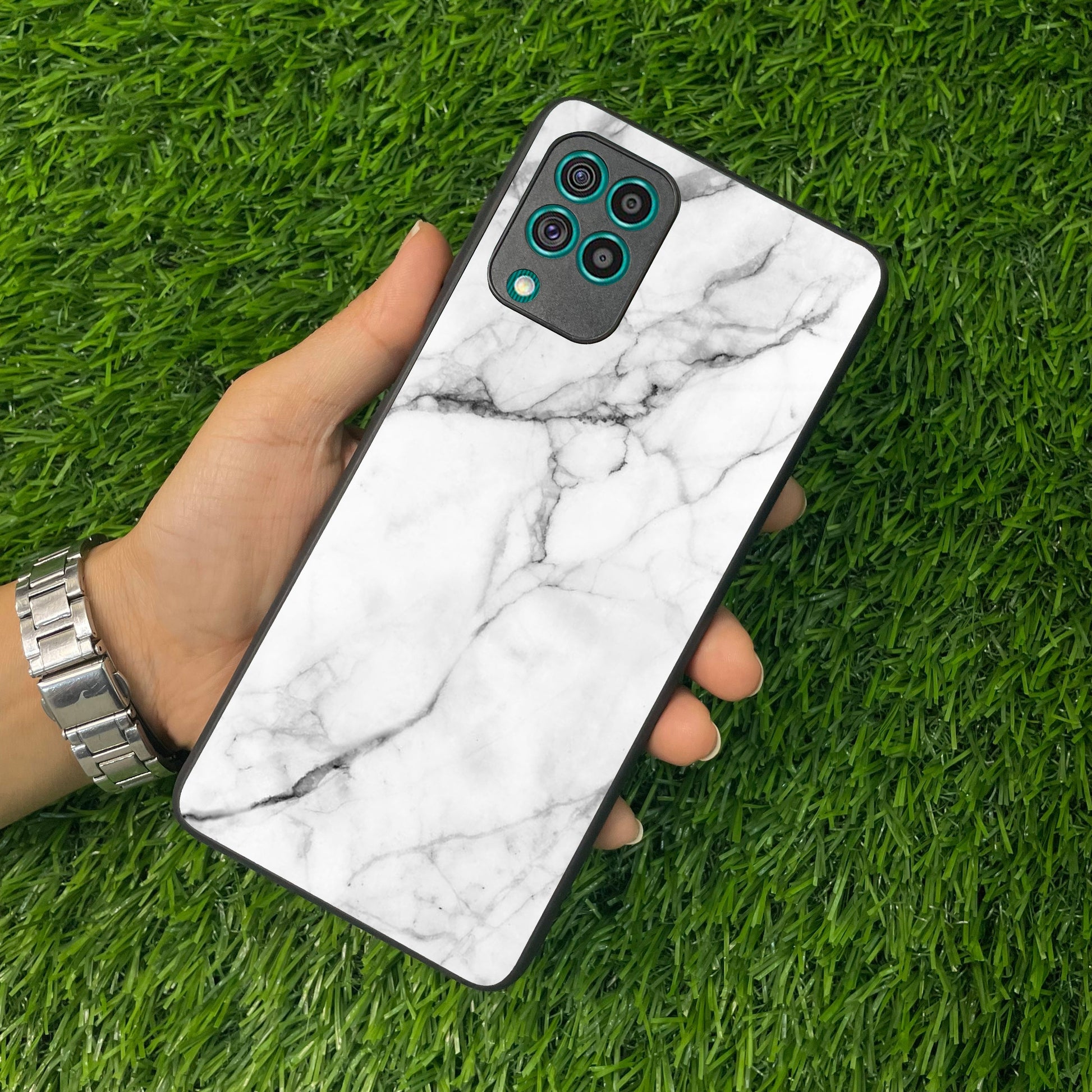 White Marble Patter Glass Case Cover for Samsung ShopOnCliQ