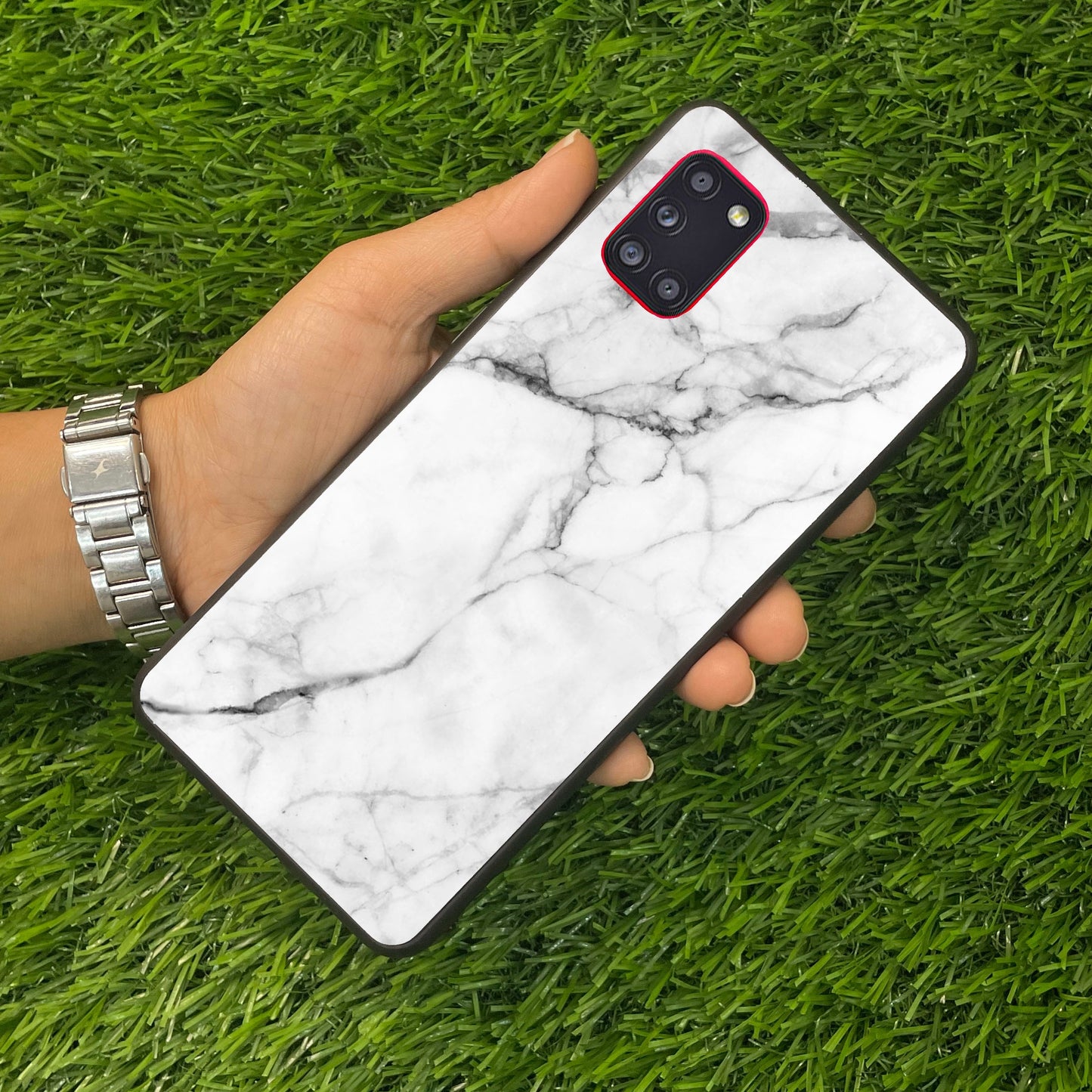 White Marble Patter Glass Case Cover for Samsung ShopOnCliQ