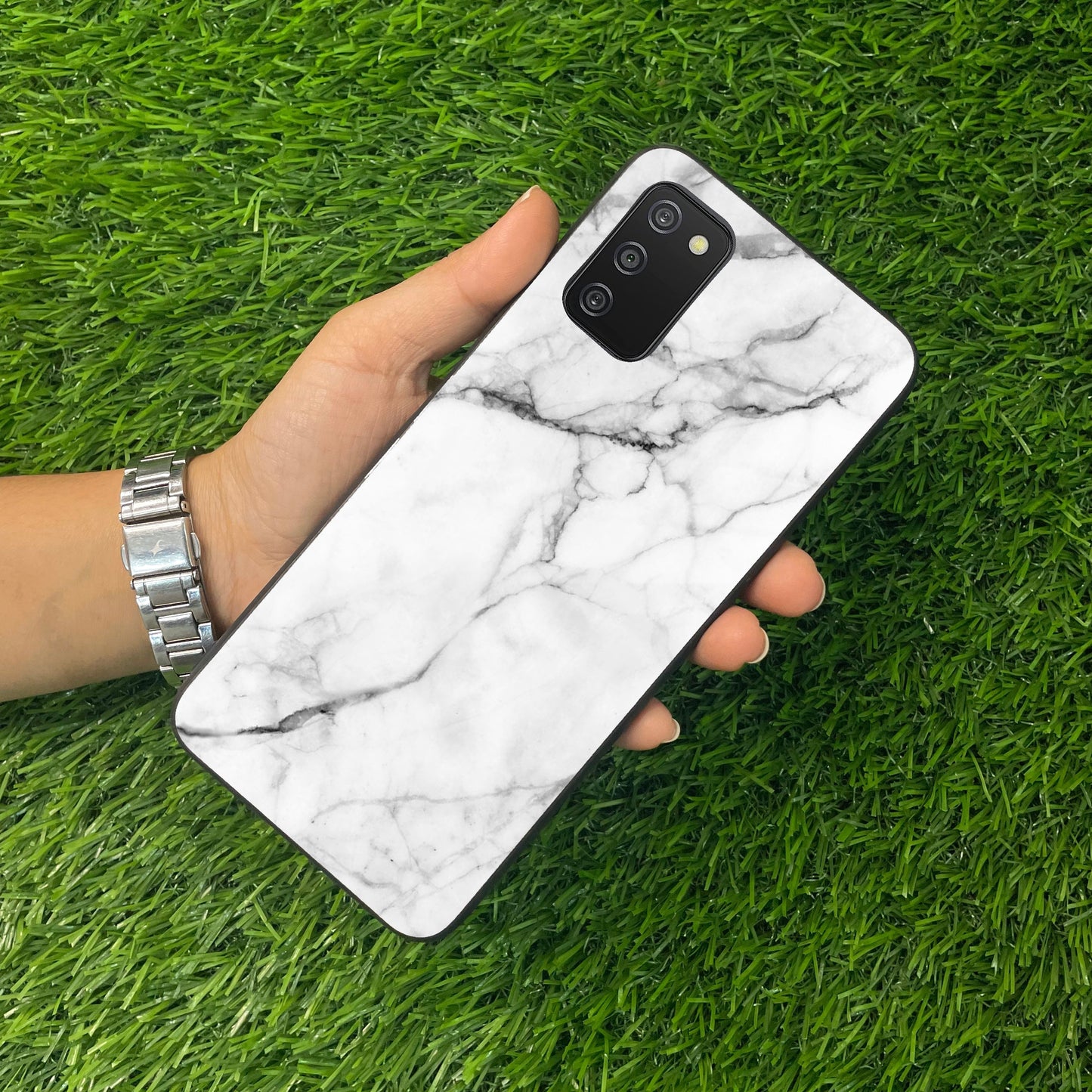 White Marble Patter Glass Case Cover for Samsung ShopOnCliQ