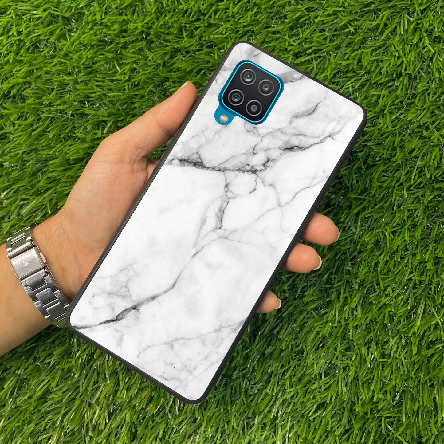 White Marble Patter Glass Case Cover for Samsung ShopOnCliQ