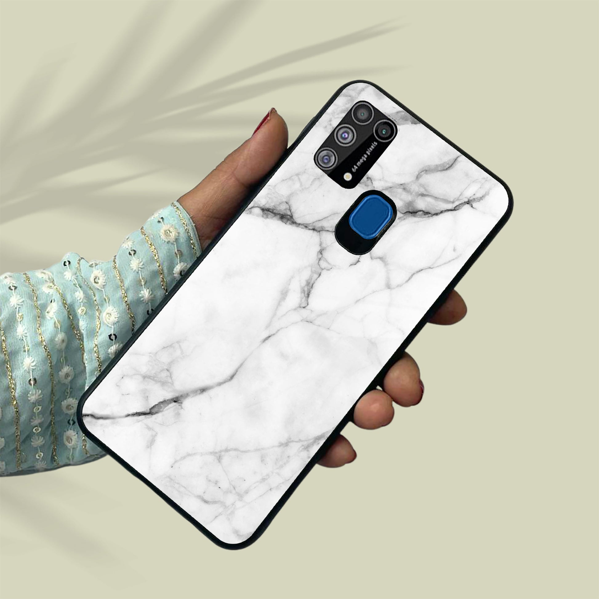 White Marble Patter Glass Case Cover for Samsung ShopOnCliQ