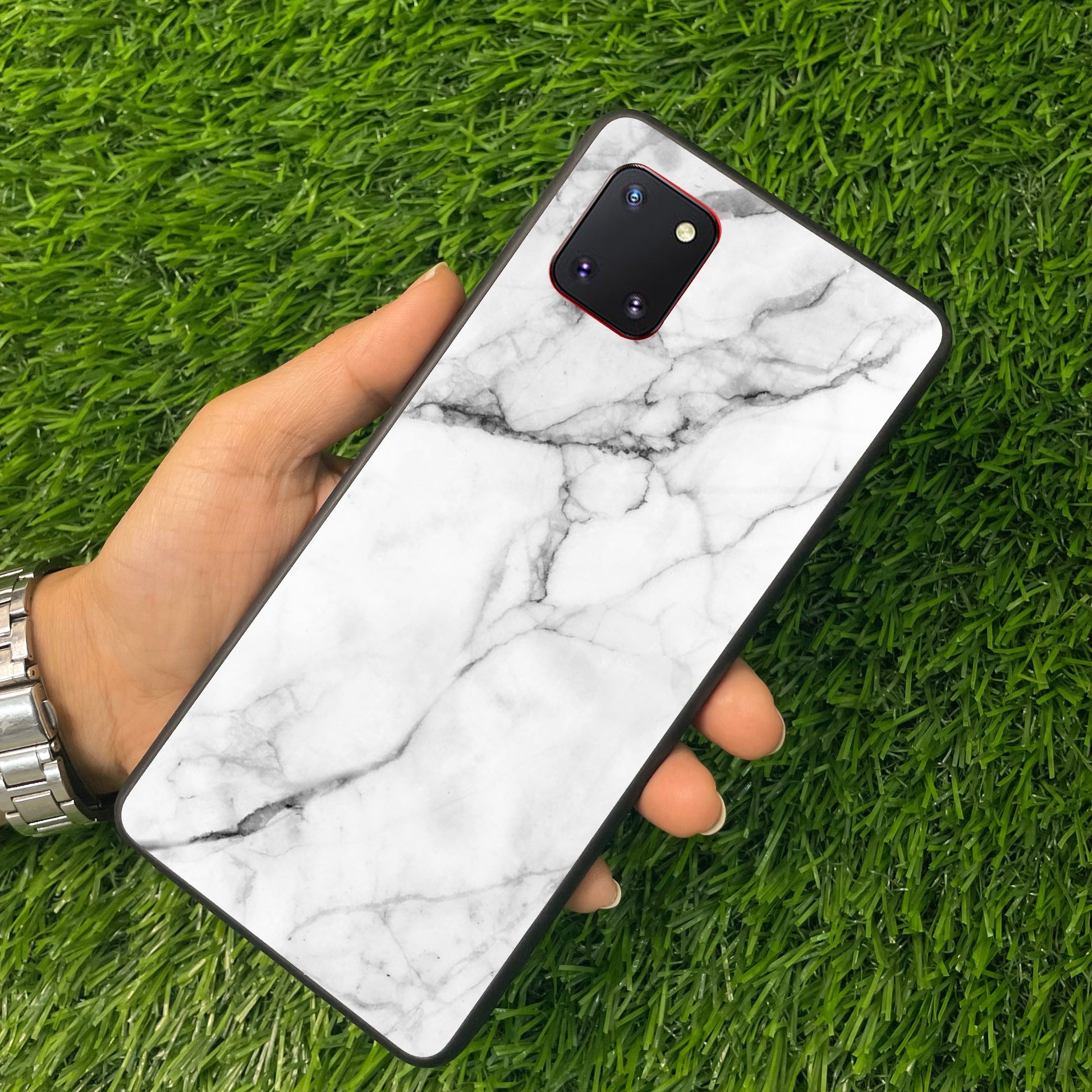 White Marble Patter Glass Case Cover for Samsung ShopOnCliQ