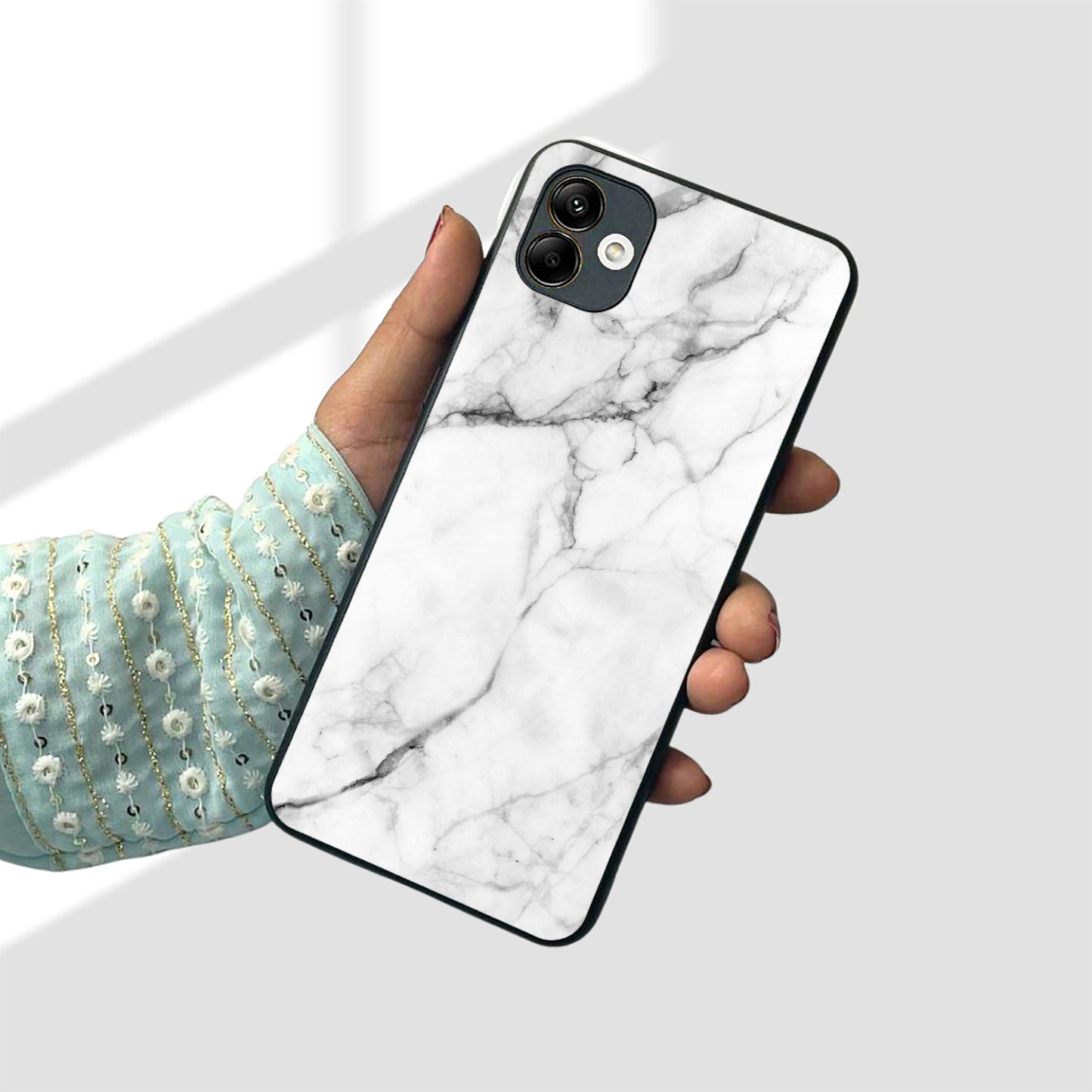 White Marble Patter Glass Case Cover for Samsung ShopOnCliQ