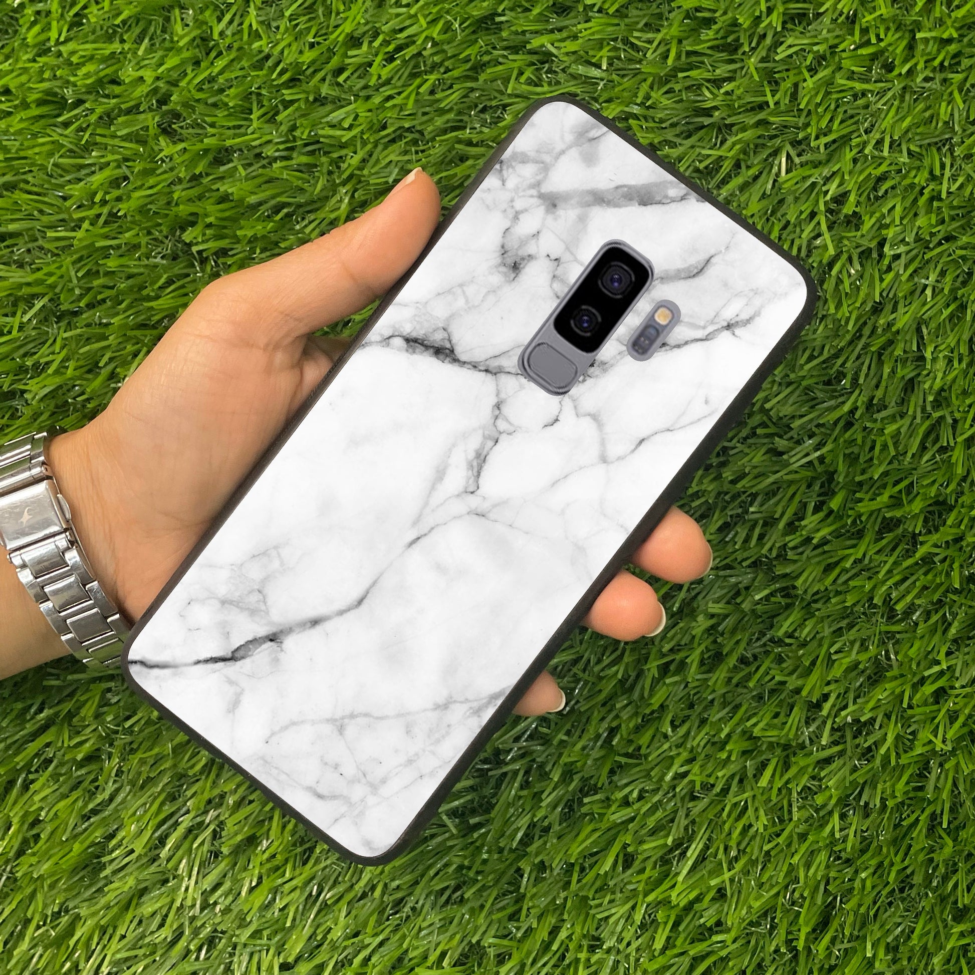 White Marble Patter Glass Case Cover for Samsung ShopOnCliQ