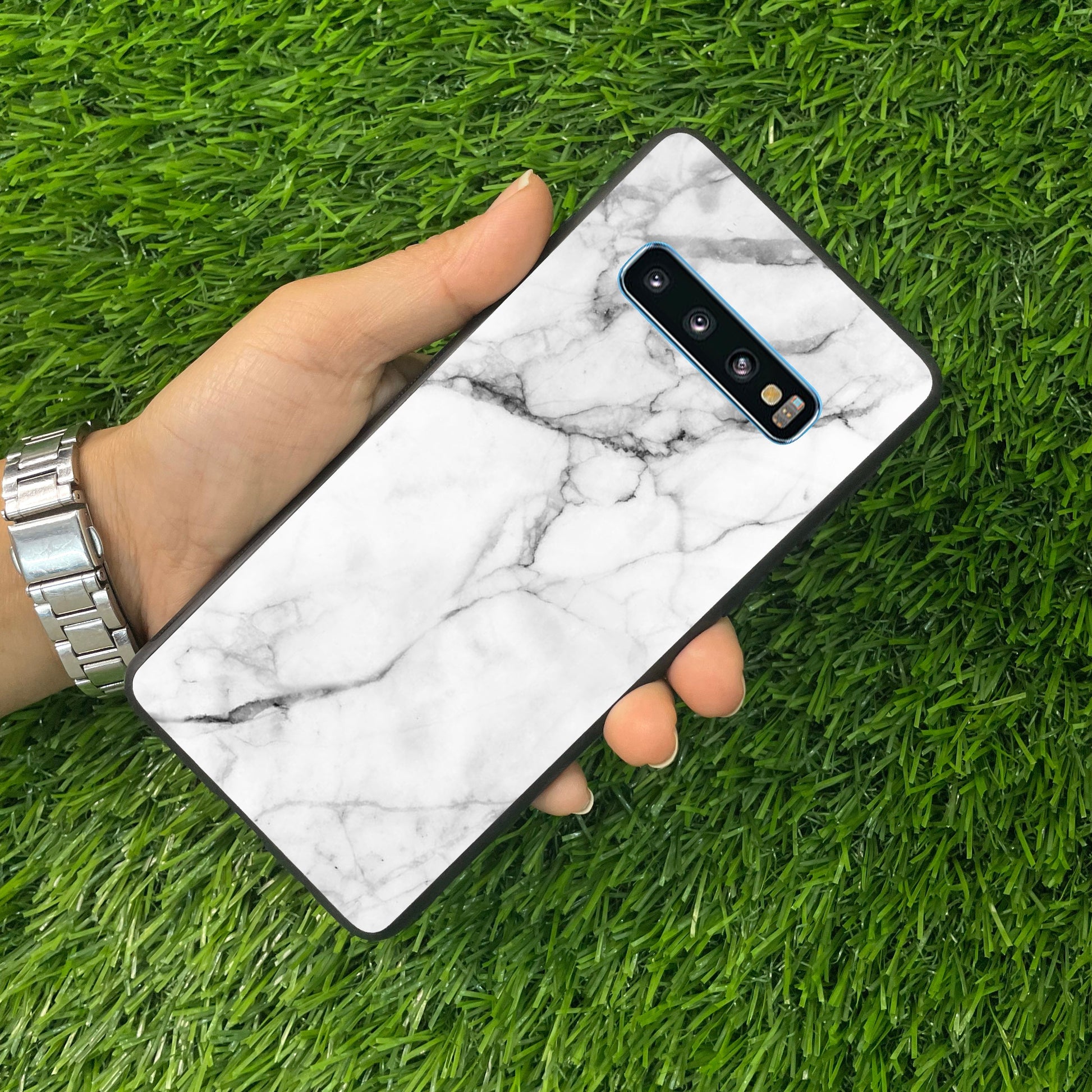 White Marble Patter Glass Case Cover for Samsung ShopOnCliQ