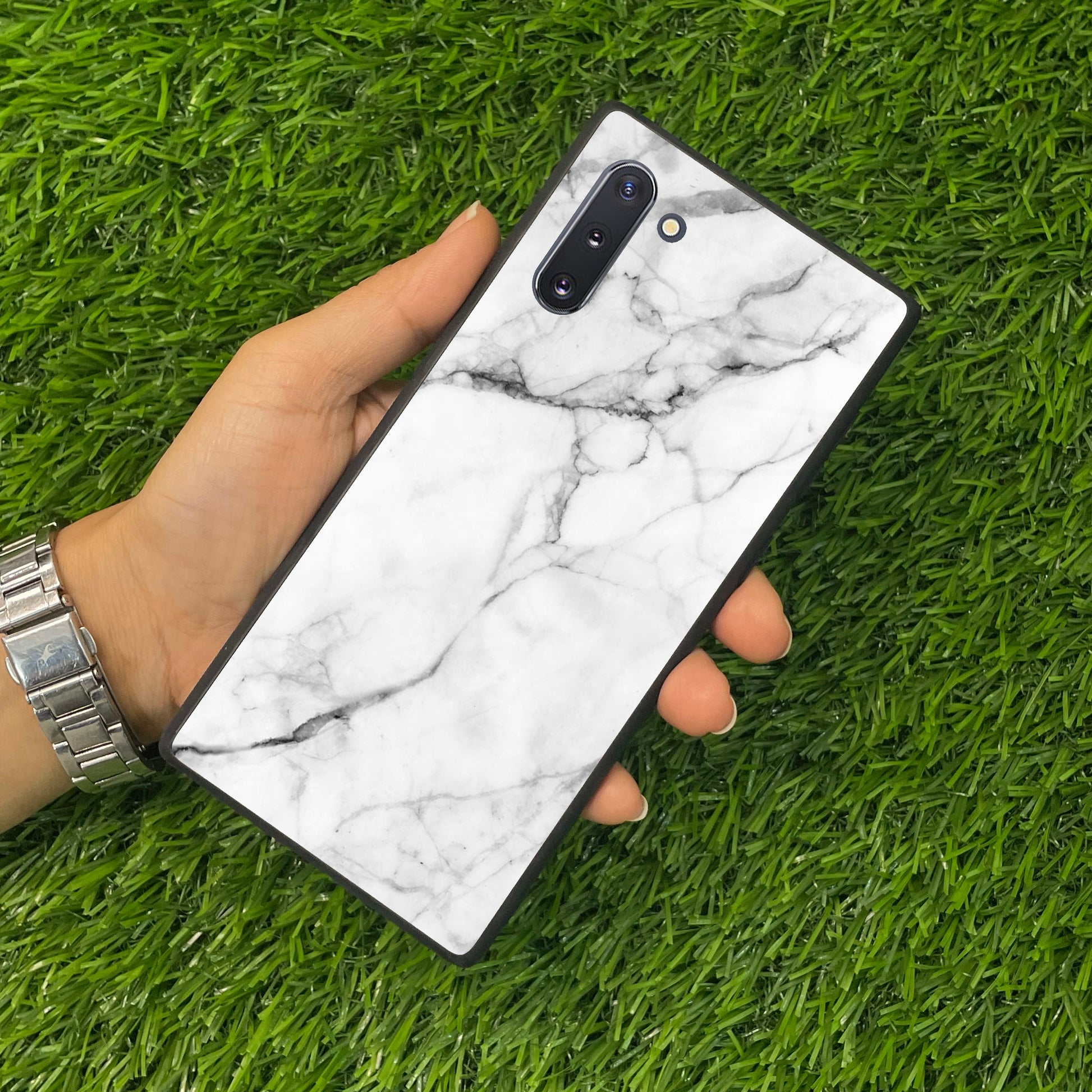 White Marble Patter Glass Case Cover for Samsung ShopOnCliQ