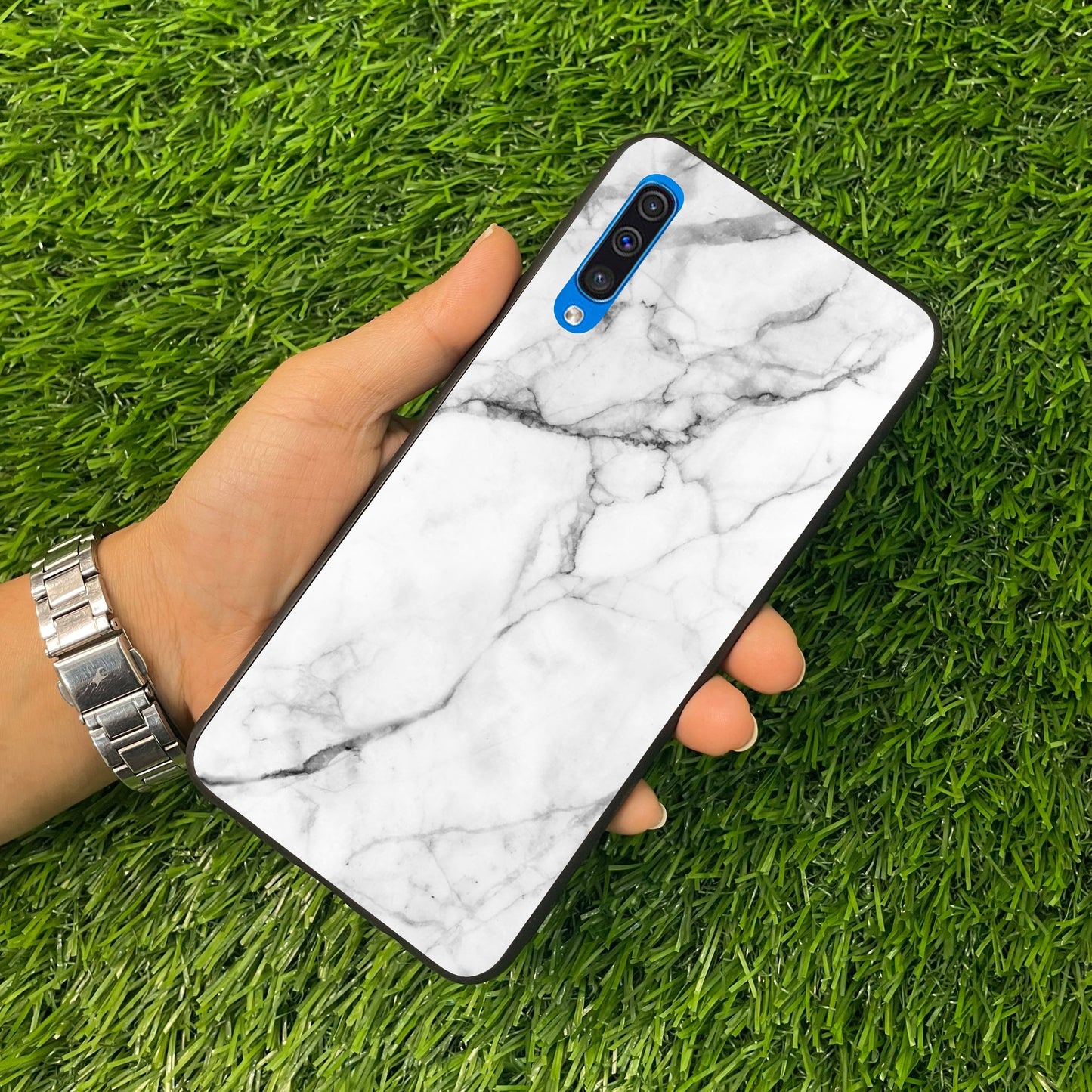 White Marble Patter Glass Case Cover for Samsung ShopOnCliQ