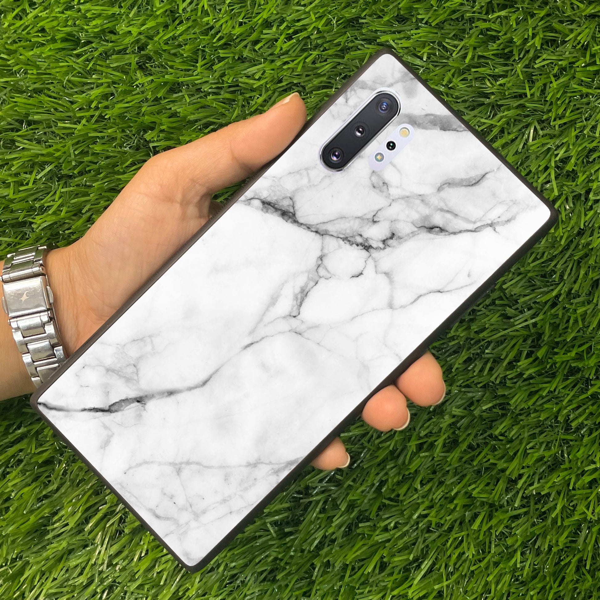 White Marble Patter Glass Case Cover for Samsung ShopOnCliQ