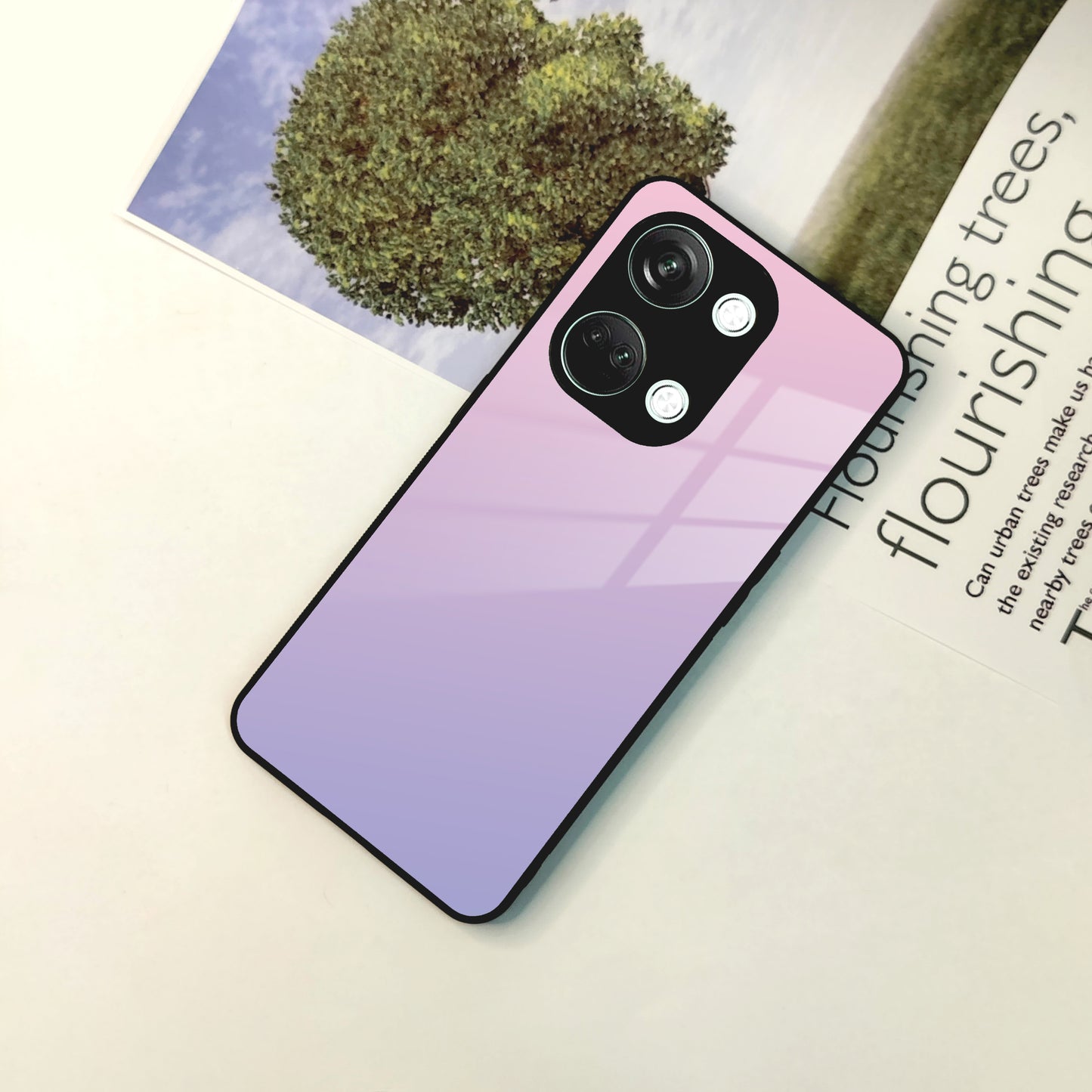 Pink Gradient Glass Case Cover For OnePlus